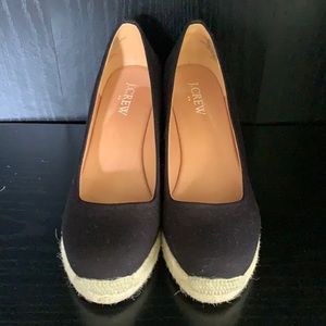 J. Crew Black Wedge Espadrilles 5.5